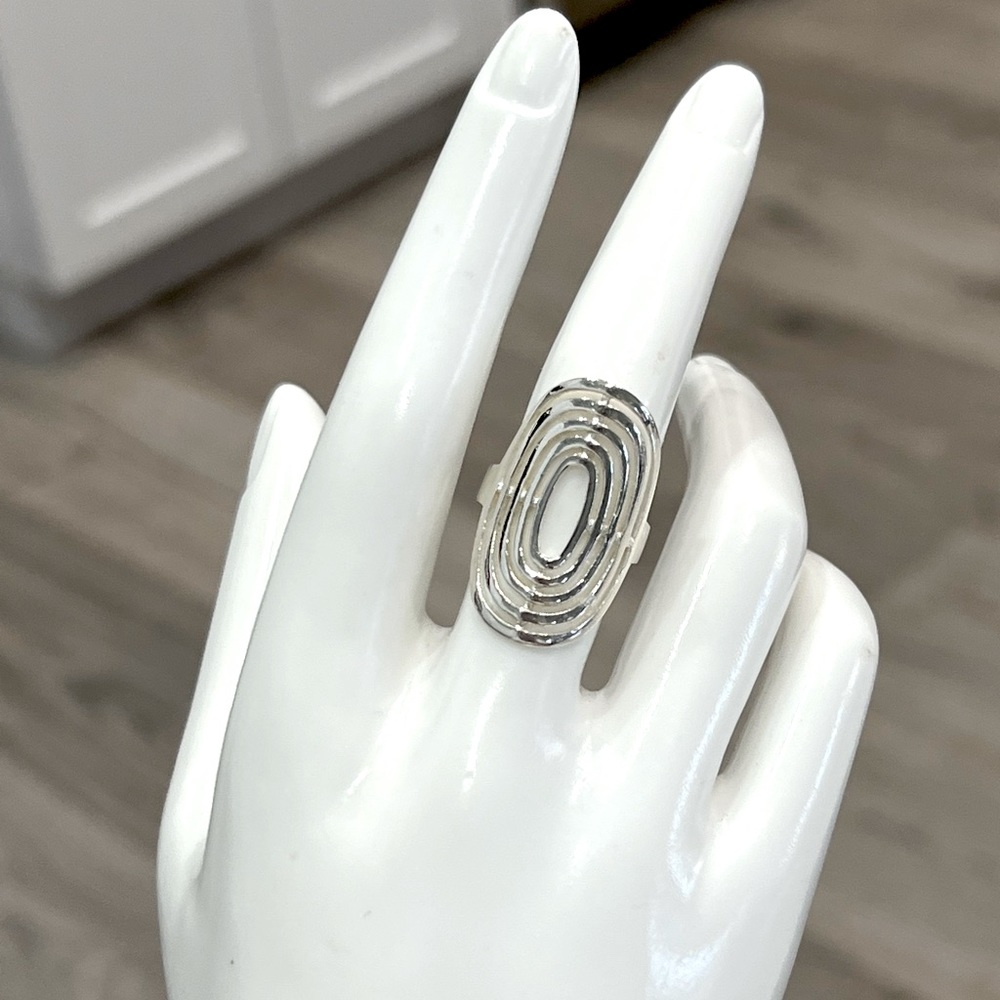 Sterling Silver Concentric Circle Ring Sz 8 - Picture 8 of 10